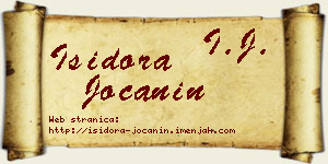 Isidora Jočanin vizit kartica